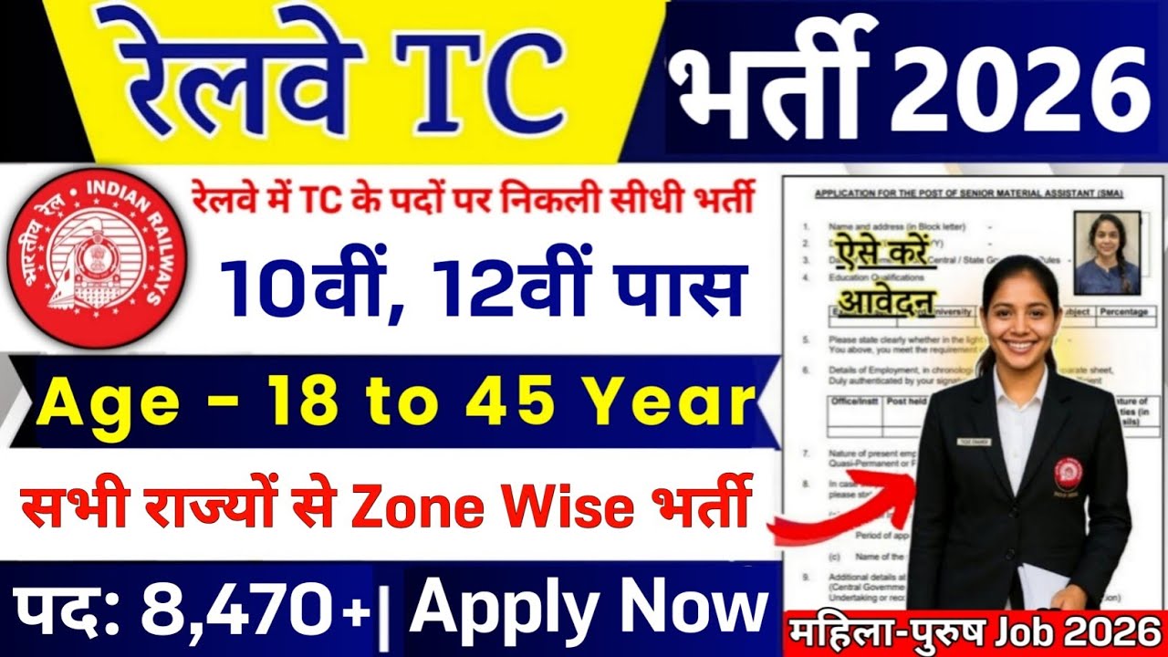Railway Ticket Collector Recruitment 2026 | Railway TC New Vacancy 2026 |RRB Ntpc TC TTE Bharti 2026