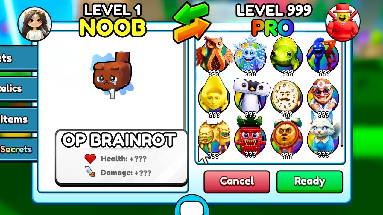 Обмен предметов для новичков на секреты профессионалов в Brainrot Evolution (Roblox)
