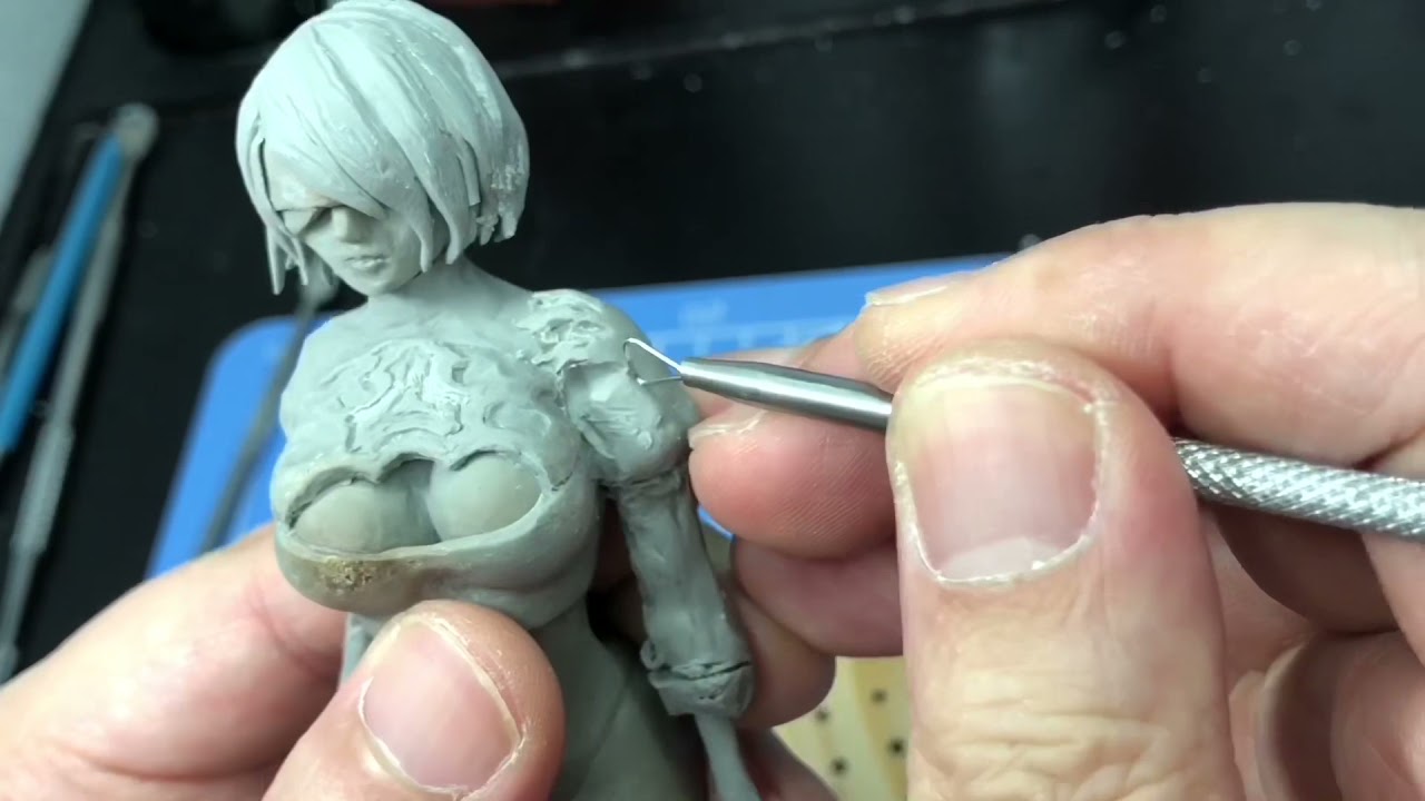 Sculpting NieR:Automata’s 2B in super sculpey [ploymer clay figure]