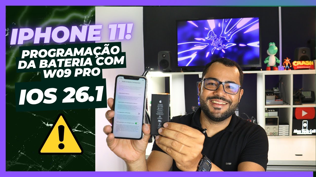 Troca da Bateria do iPhone 11 com Troca do Flex e Programação com W09 Pro no iOS 26.1