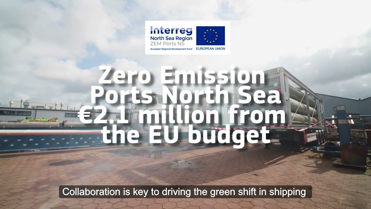 The first hydrogen-powered inland container ship, H2 Barge 1