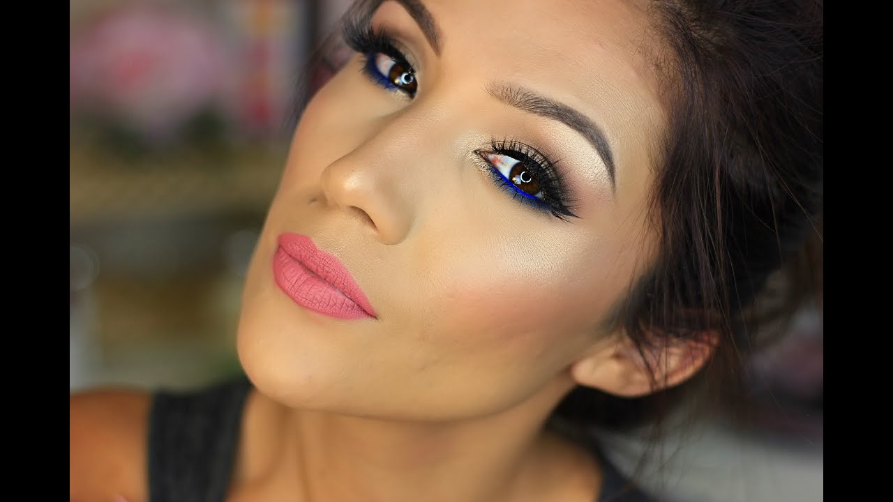 Neutral Eyes & Pop of Blue Makeup Tutorial