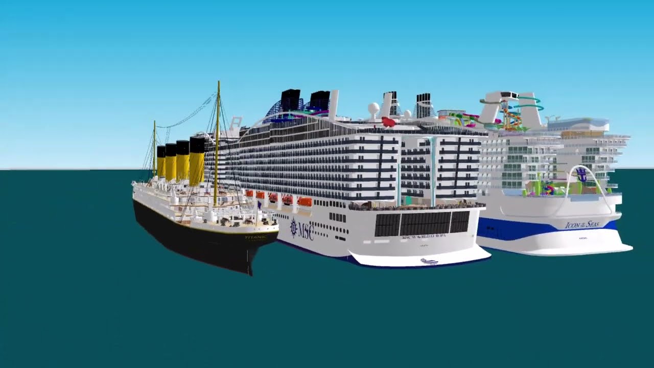 3D! ICON OF THE SEAS, MSC WORLD EUROPA & R.M.S. TITANIC