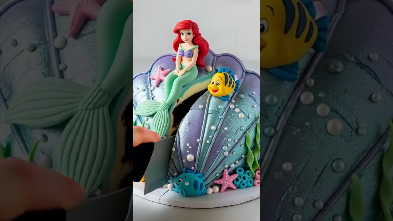 Ariel’s Little Mermaid Shell Cake – Undersea Royalty!