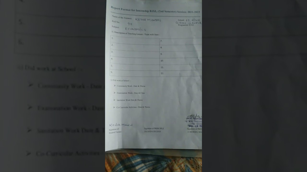 B.ed school internship report by m k classes