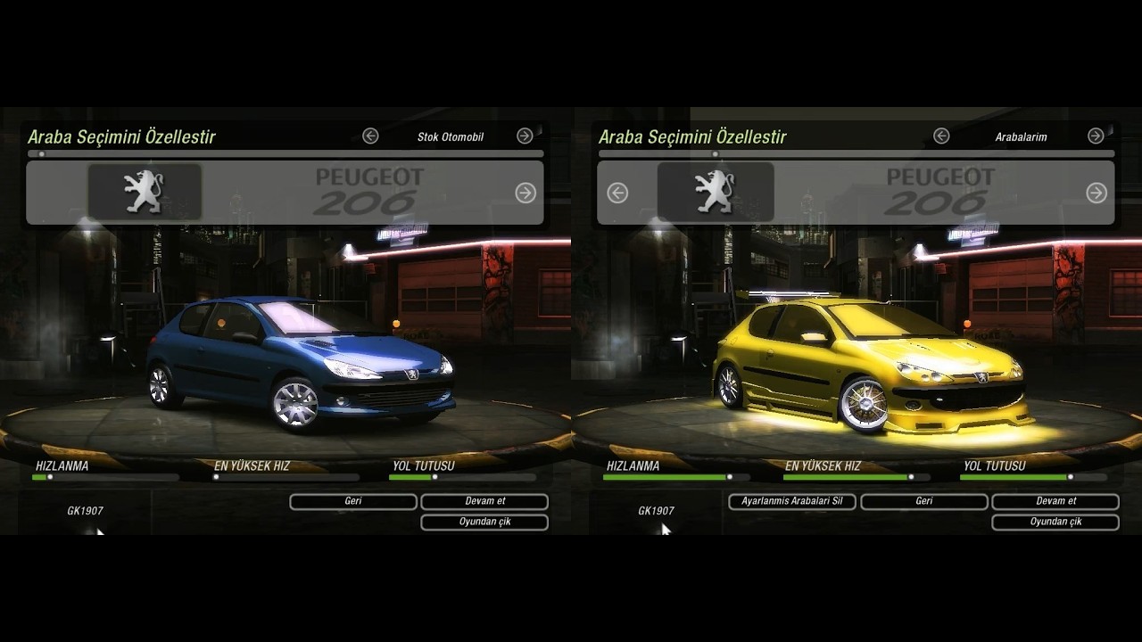 NFS Underground 2 | Peugeot 206 | Stock vs Full Drift Test |