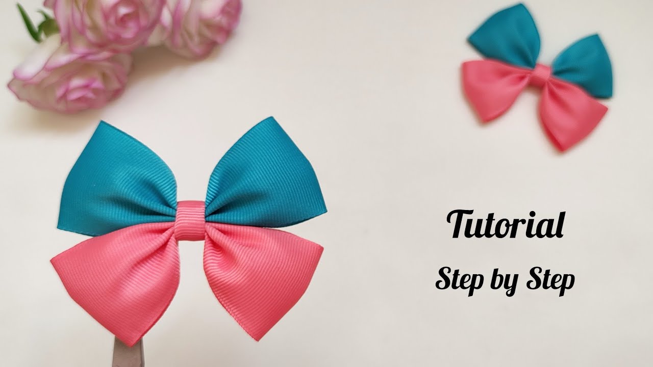 A grosgrain ribbon bow tutorial for beginners step by step| make a bow in a simple way at home| DIY