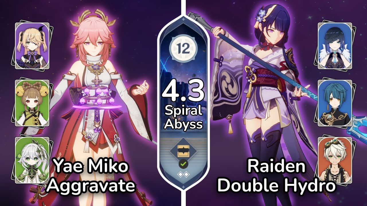 C0 Yae Miko Aggravate & C0 Raiden Double Hydro | Spiral Abyss 4.3 | Genshin Impact