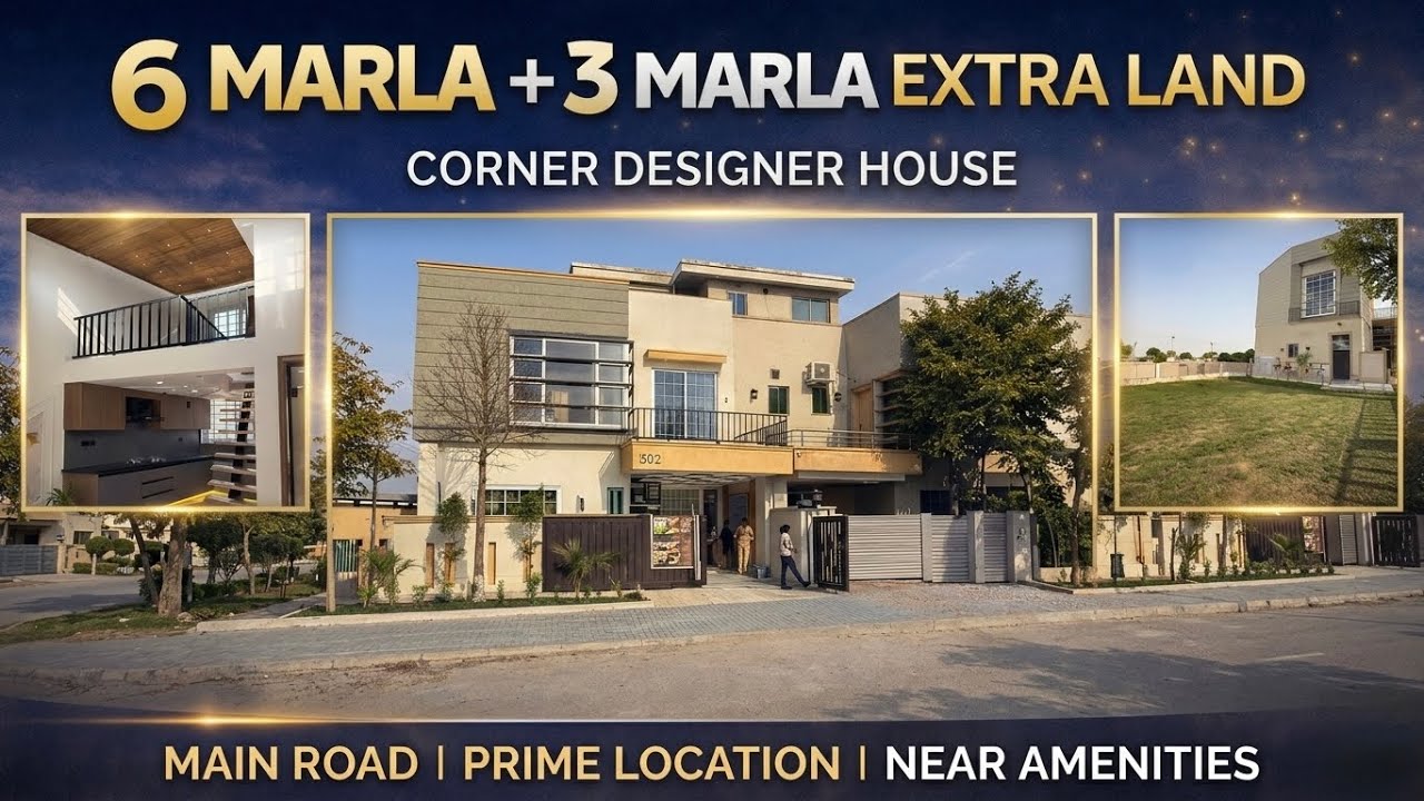 6 Marla Corner House with 3 Marla Extra Land 😮 | 5 Bed | Main Road | Bahria Town Phase 8