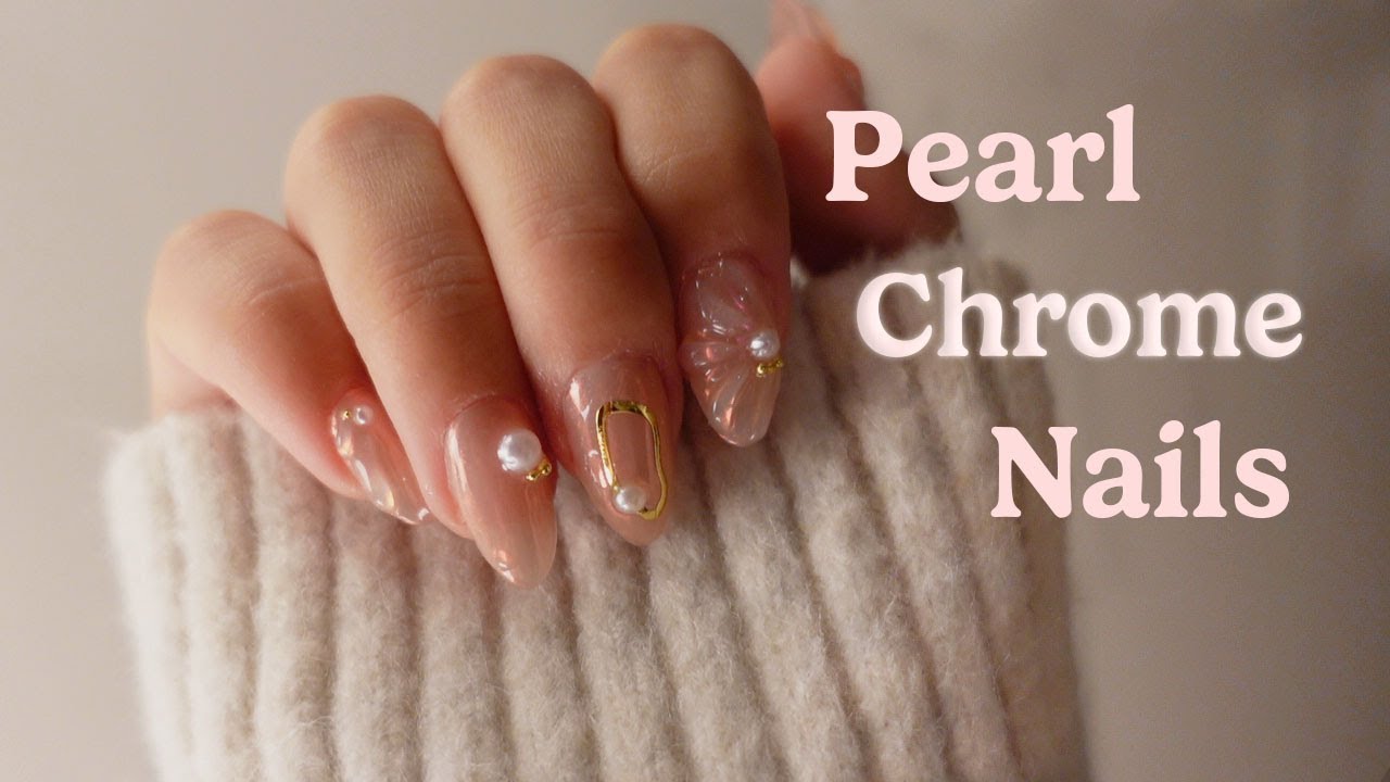Pearl Chrome Nails ♡˚｡⋆ (self-nail art || soft gel-x)