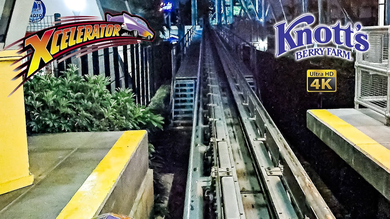 2025 Xcelerator Roller Coaster at Night On Ride Front Seat 4K POV Knott's Berry Farm
