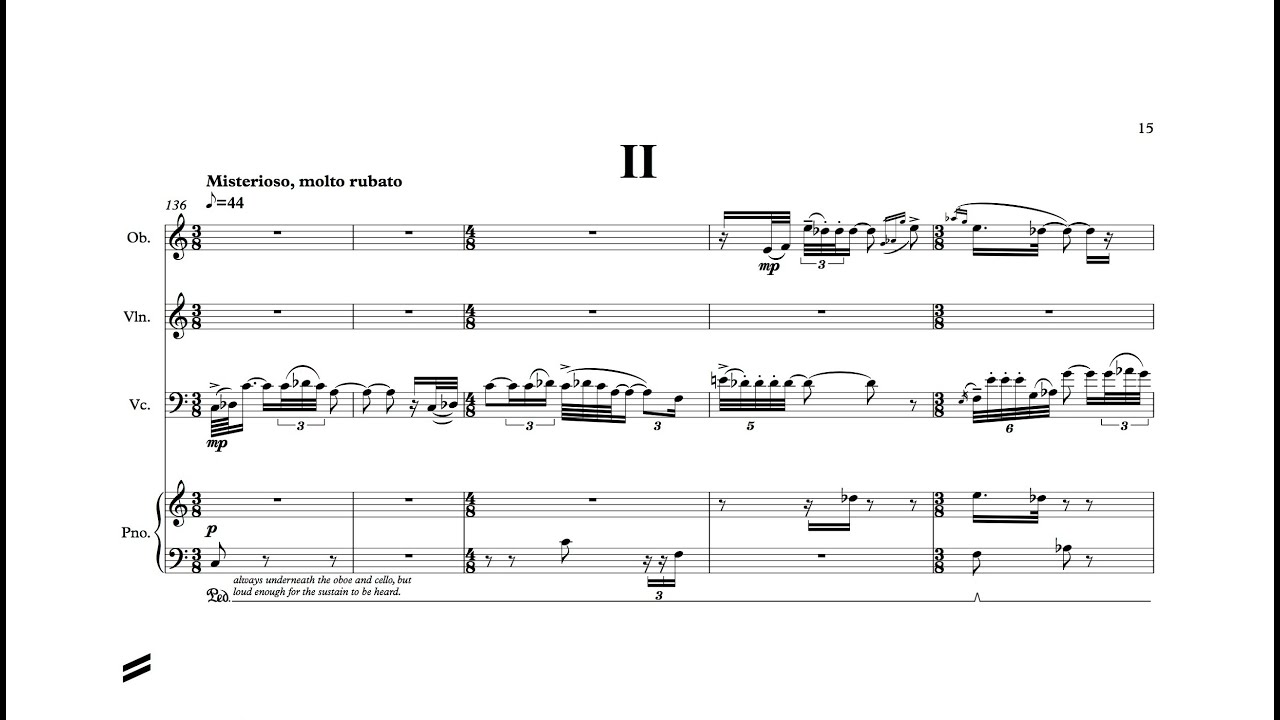 Lachlan Skipworth - Oboe Quartet II. Misterioso, molto rubato (Score Video)