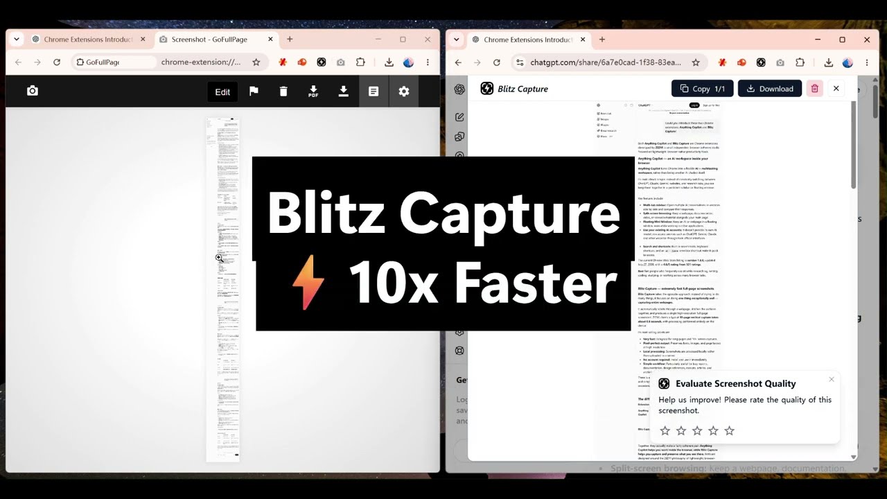 Blitz Capture vs GoFullPage: 10x Faster Full-Page Screenshot Tool!