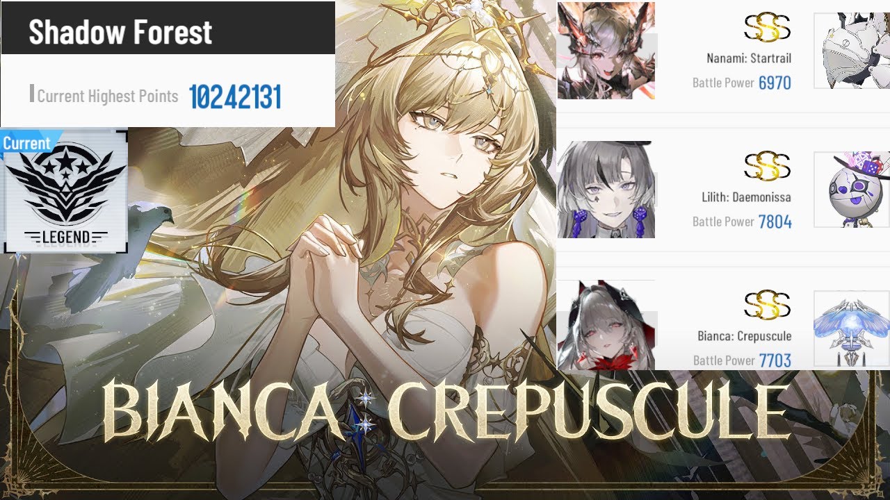 [Dark Legend Warzone] 10.25M SSS Bianca: Crepuscule (ft. SSS Lilith & Nanami)