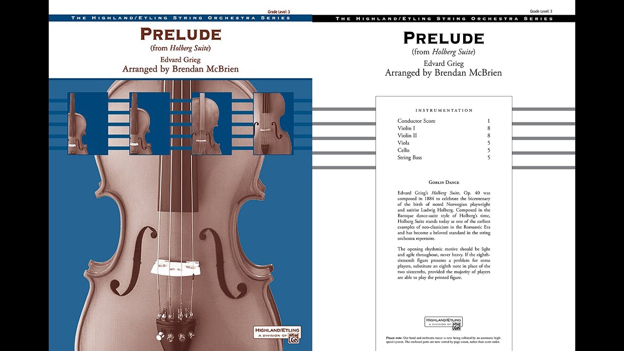 Prelude (from Holberg Suite), arr. Brendan McBrien – Score & Sound