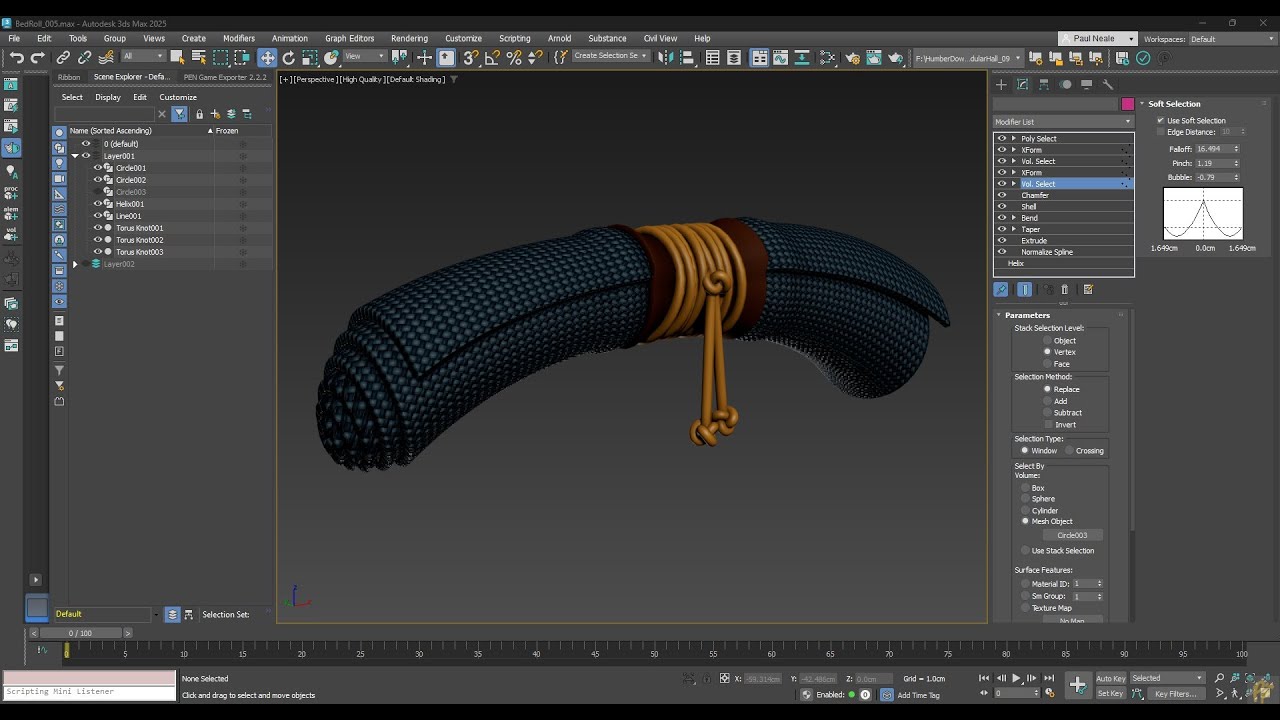 3DSMax Procedural Bed Roll