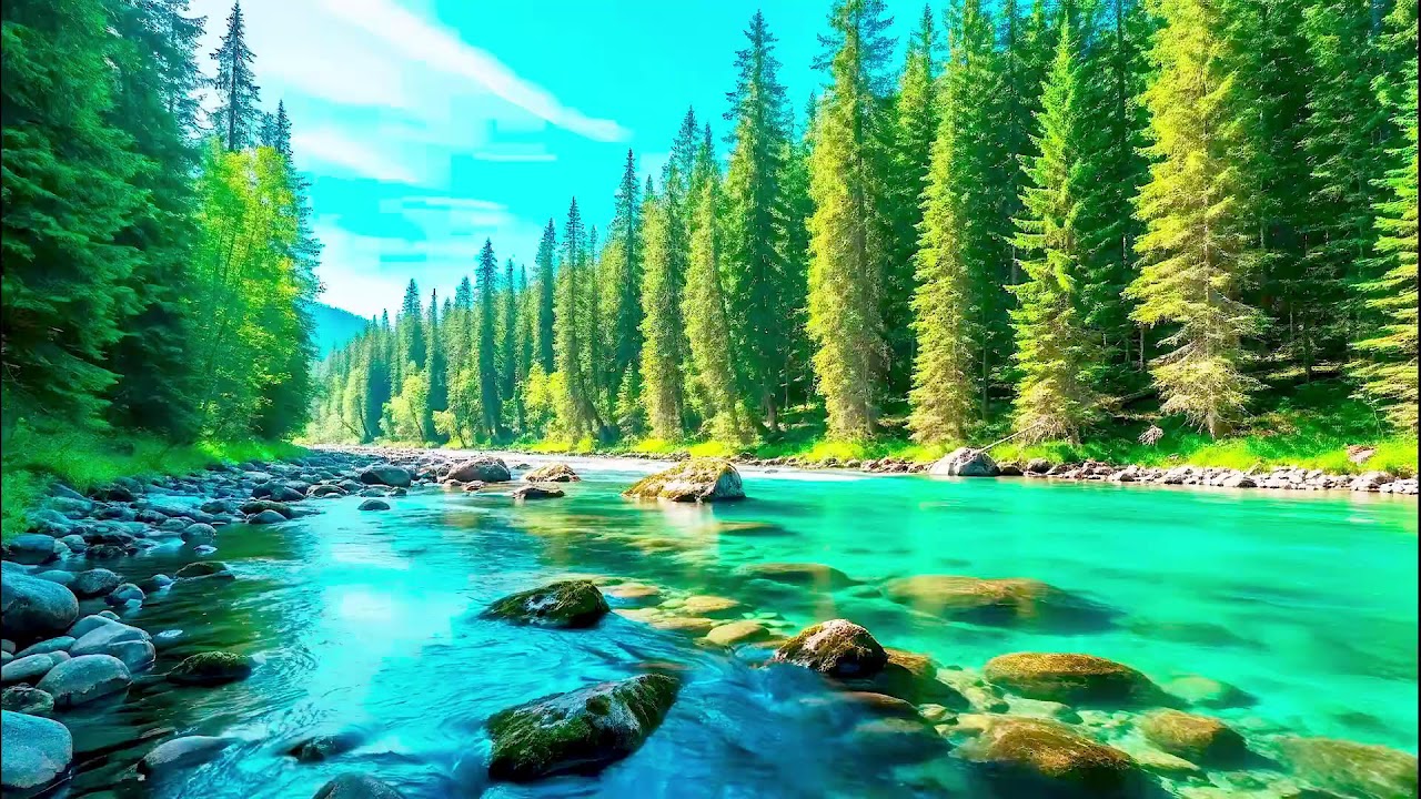 Gentle River Sound for Deep Sleep Flow White Noise Meditation Natural Forest Ambience