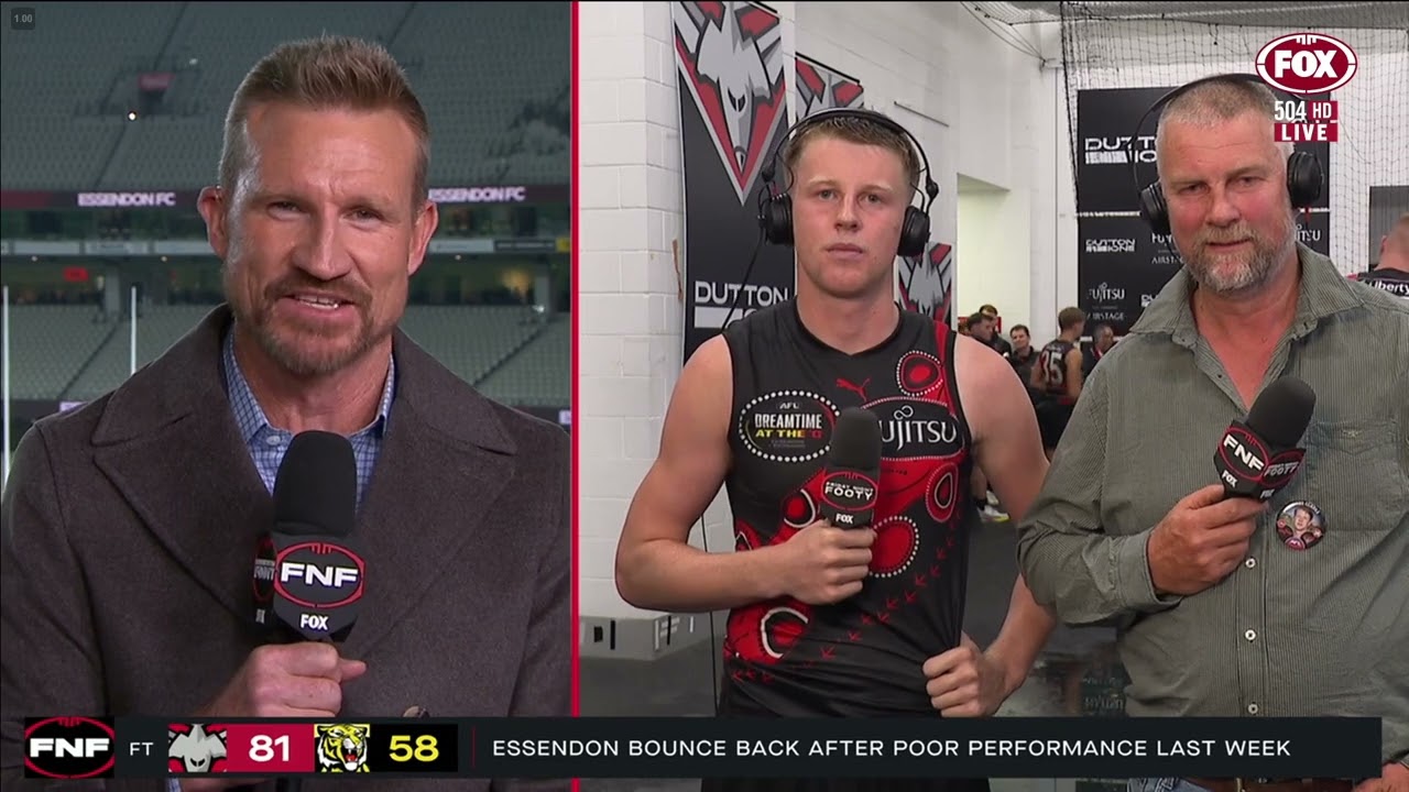 Hilarious post game interview with debutant Angus Clarke & his Dad