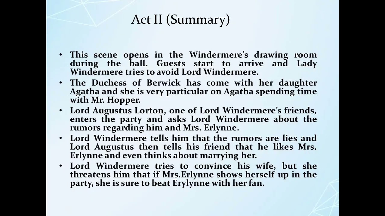 Summary of Lady Windermere's Fan
