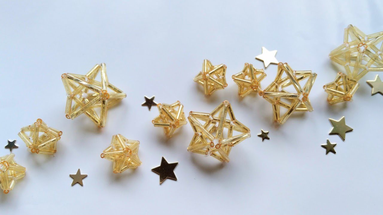【図で解説！】竹ビーズで作る星の作り方★ How to make a beaded star.