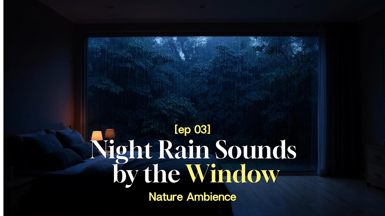Night Rain Sounds by the Window – Calm Bedroom Forest Ambience