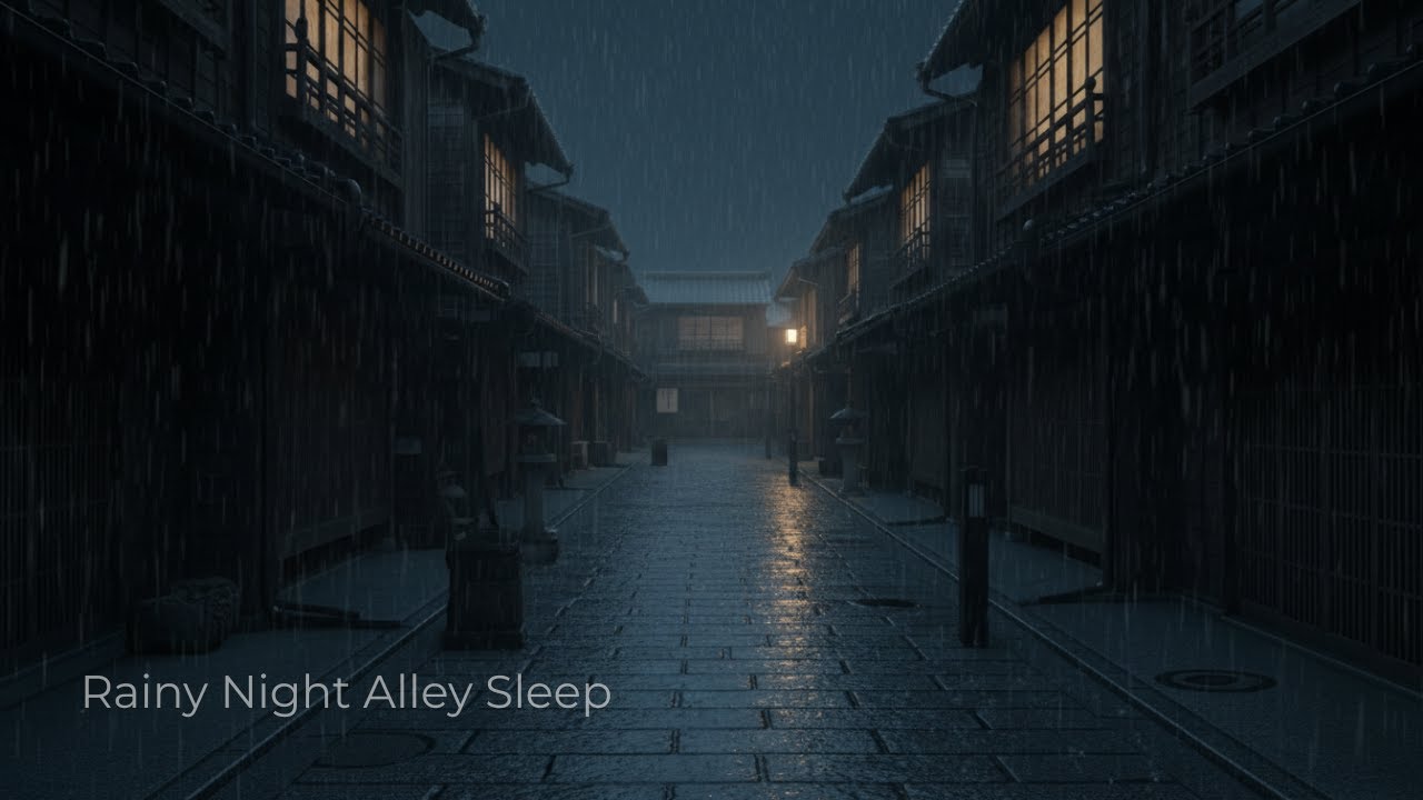 Rainy Night Alley Sleep – Silent Japanese Night Rain Ambience