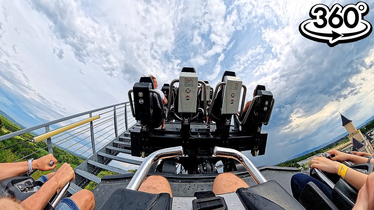 PEPSI HYPERION Mega Roller Coaster - Energylandia Amusement Park Zator Poland 360° Back Seat POV