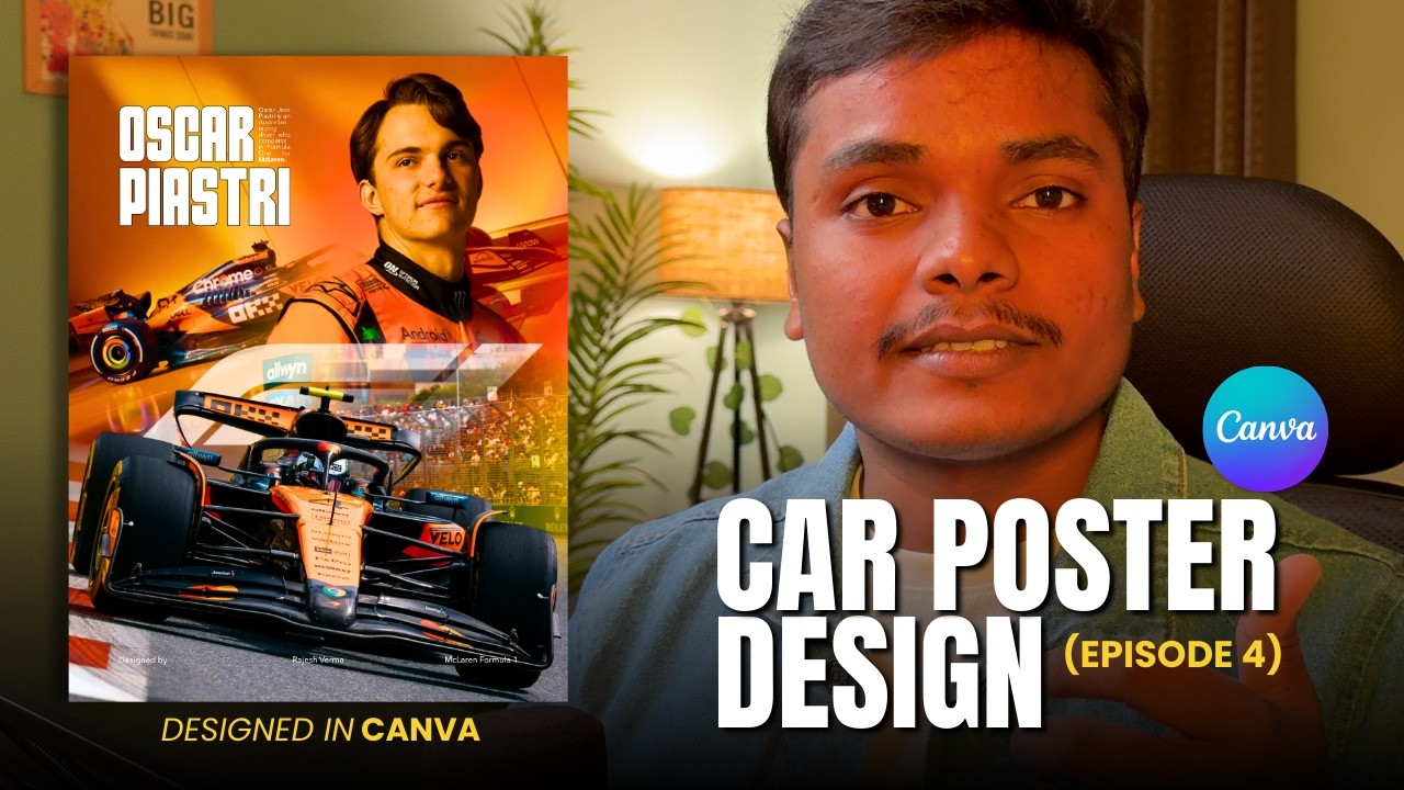 Formula 1 Racing Car Poster Design Using Canva | Episode -4 | Step-by-Step Canva Design Tutorial