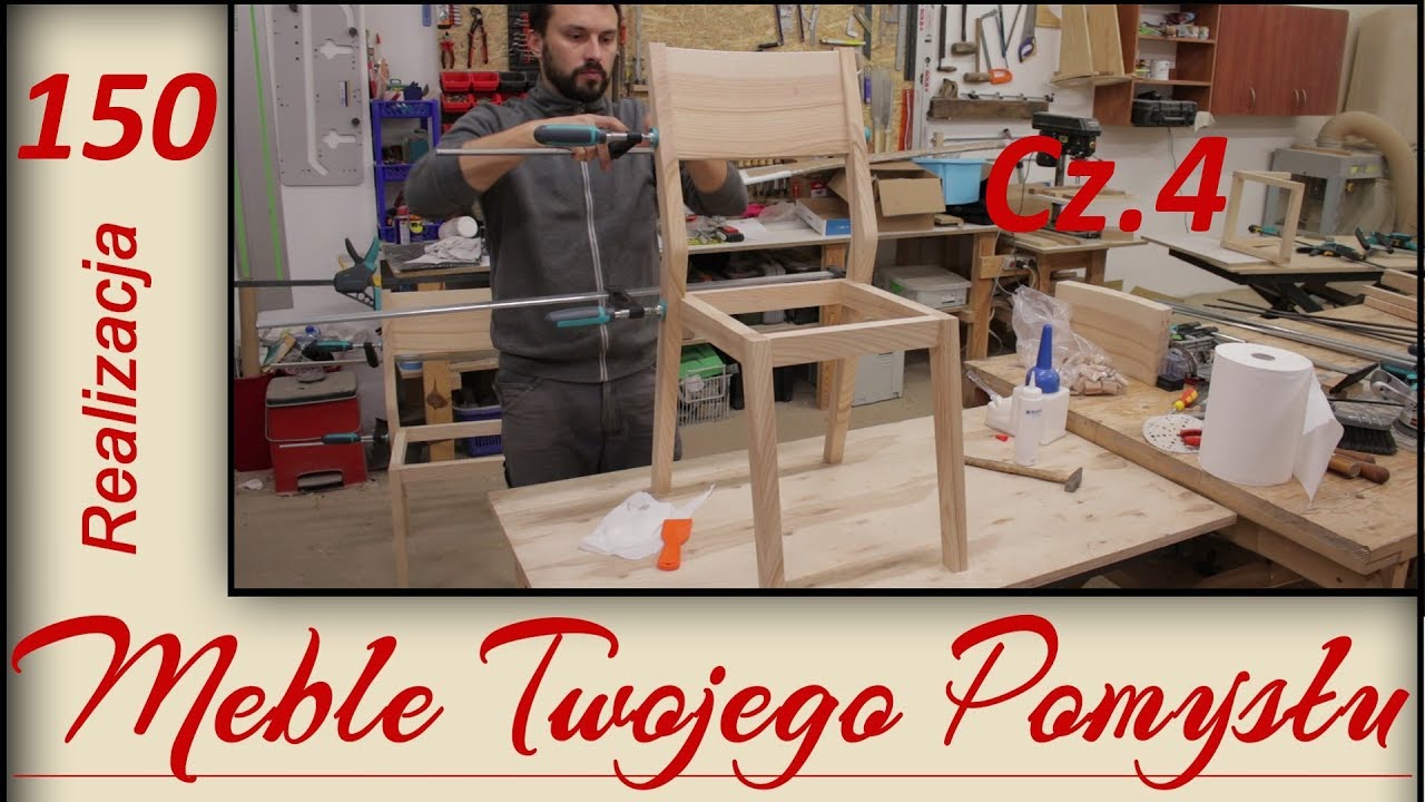 Cz.4 Wycinanie oparcia, zacinanie ramy i klejenie elementów drewnianego krzesła / wooden chair