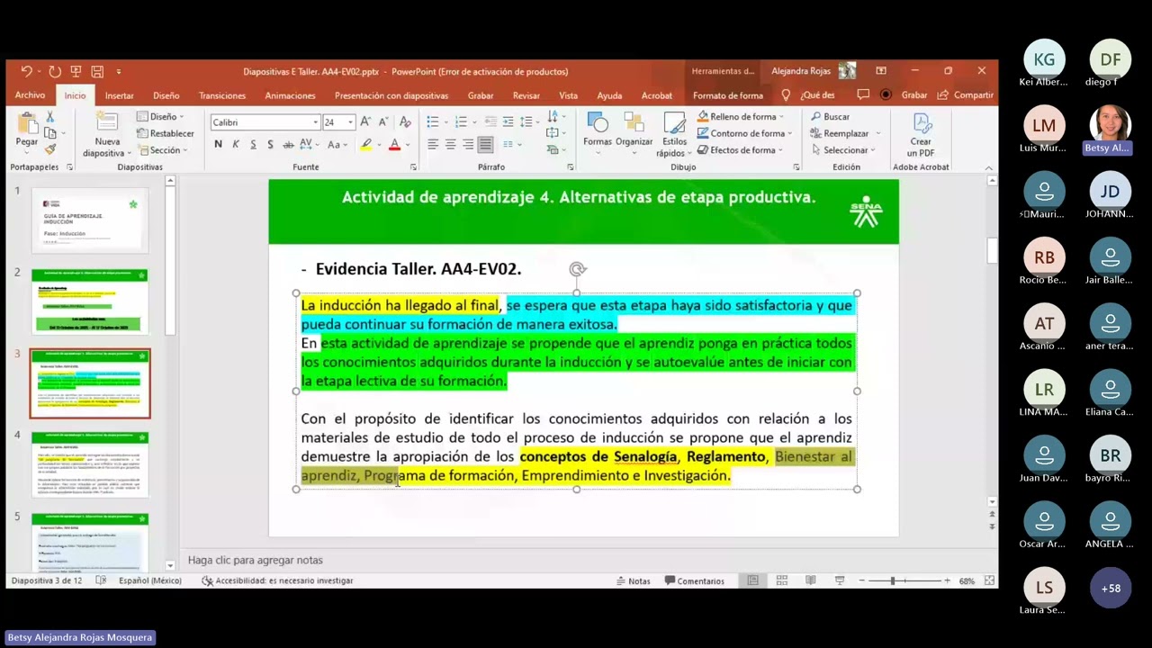 Sesión en línea Taller “alternativas de etapa productiva” AA4 EV02 101025