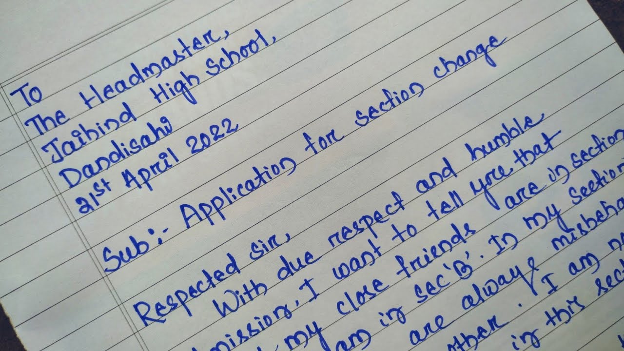 application to the headmaster for section change | section change application @LearnwithRoutji