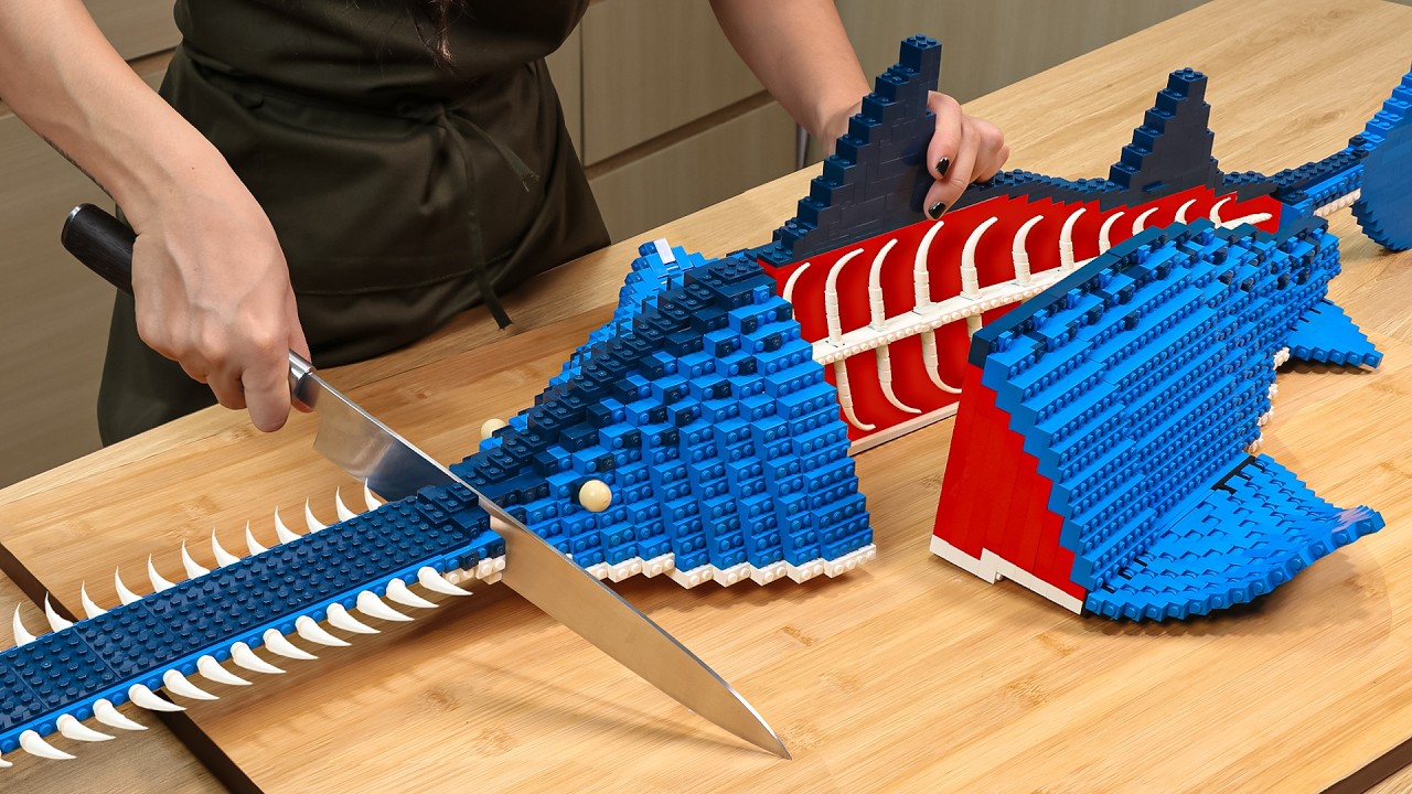 Hunting Exotic HUGE LEGO Sawfish Deep Sea Creature for Dinner IRL  LEGO RARE Food ASMR