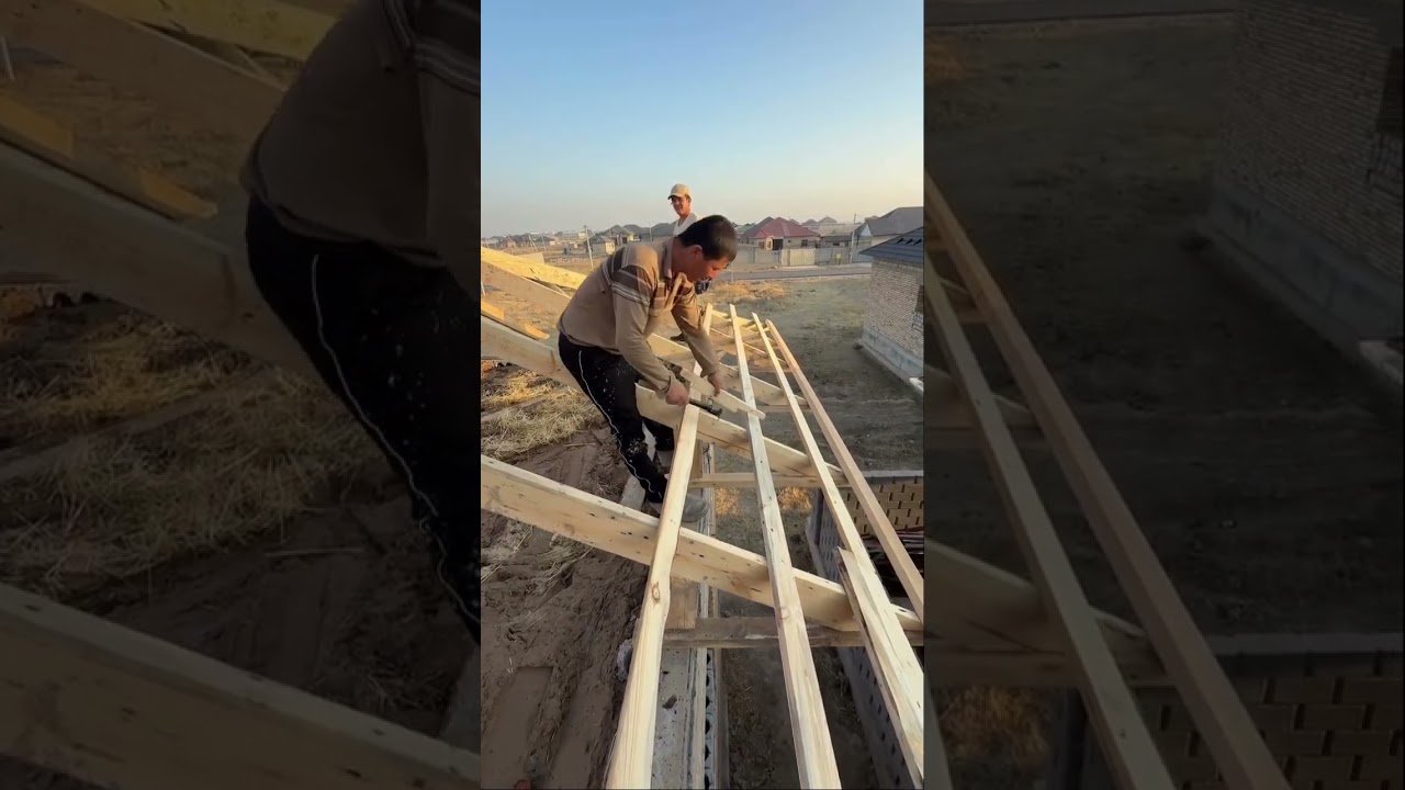 Don't Blink! Fast-Paced Roof Framing.#woodworking #roofing #constructionlife
