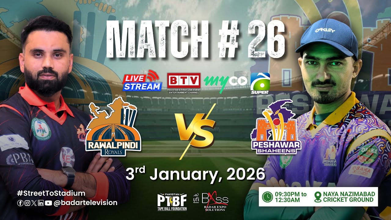 LIVE | Rawalpindi Royals vs Peshawar Shaheens | Match - 26 | 03 January 2026