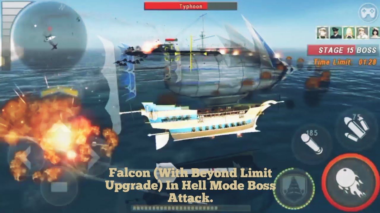 Warship Battle: Falcon (With Beyond Limit Upgrade) In Hell Mode Boss Attack.