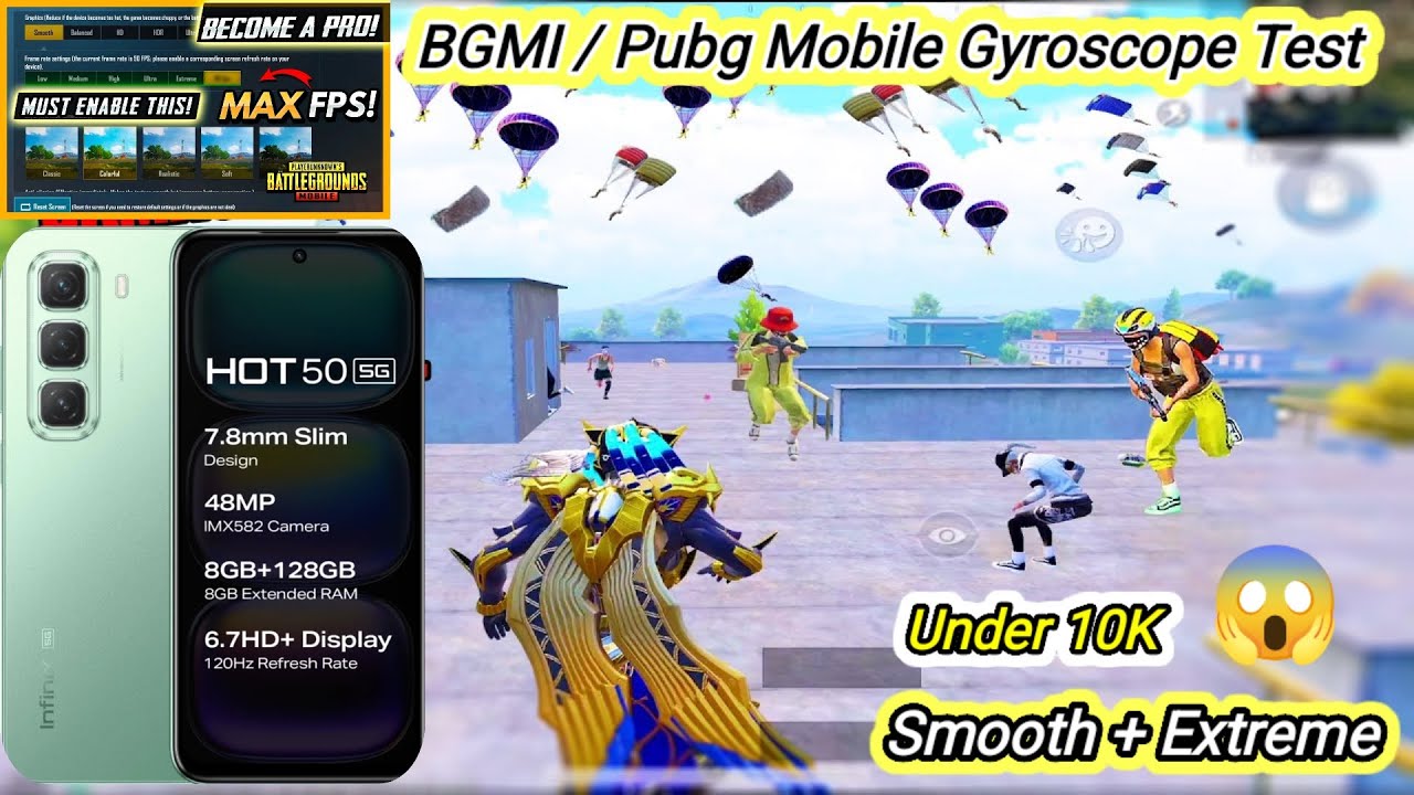 Infinix Hot 50 5G BGMI Test | Infinix Hot 50 5G BGMI Gyroscope Test | Infinix Hot 50 5G Pubg Test