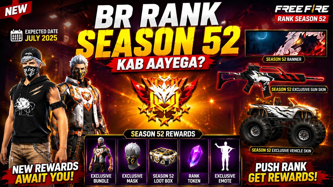 BR Rank Season 52 Kab Aayega 🤩 | Next Rank Season Rewards | BR Rank Season 52 Reset Time & Date