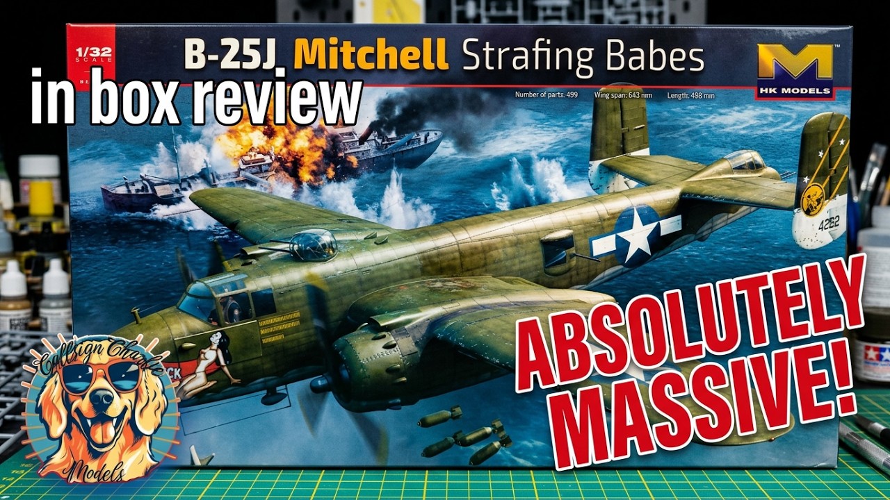 HK Models 1/32 B-25J Strafing Babes! in box review