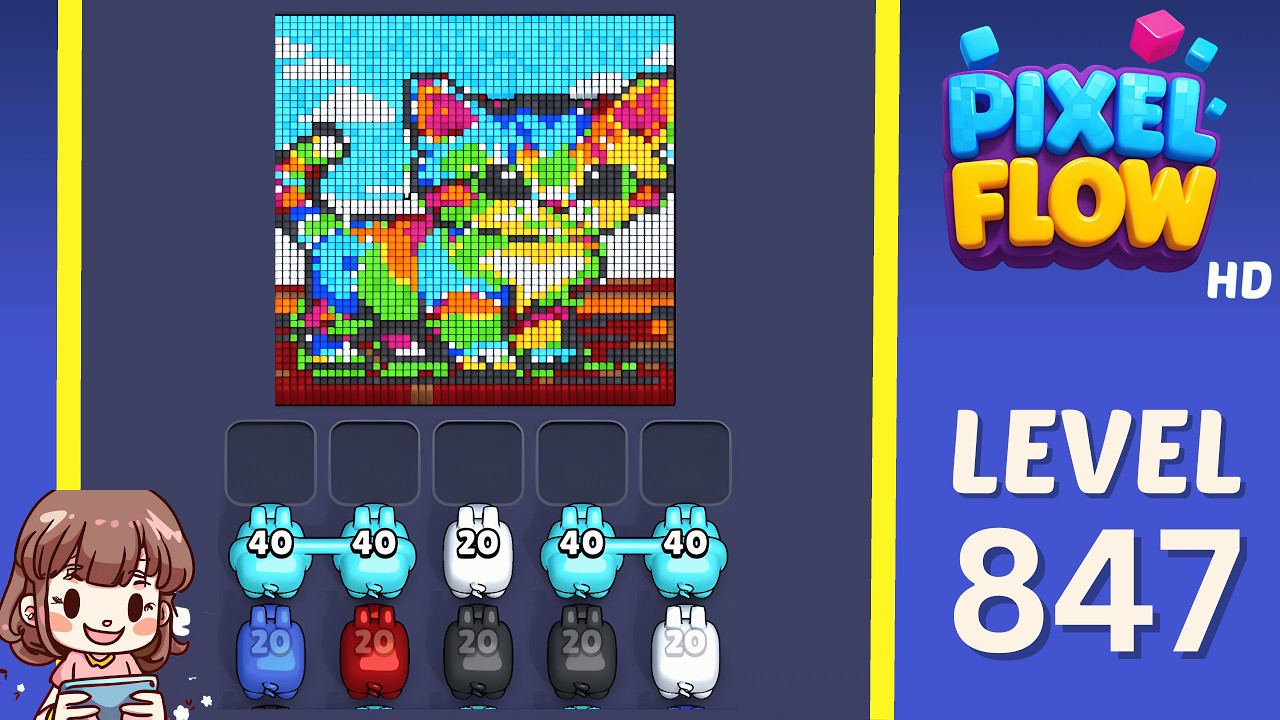 Pixel Flow Level 847 Solution Walkthrough