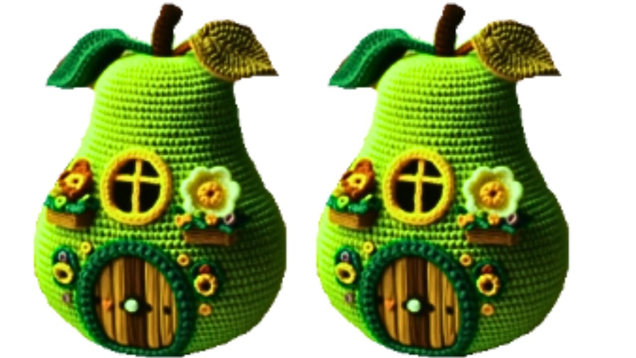 WOW😍AMAZING 💯👍CROCHET DESIGN🍐👌GUAVA SHAPE HOUSE MAKING VIDEO #guava #house #crochet