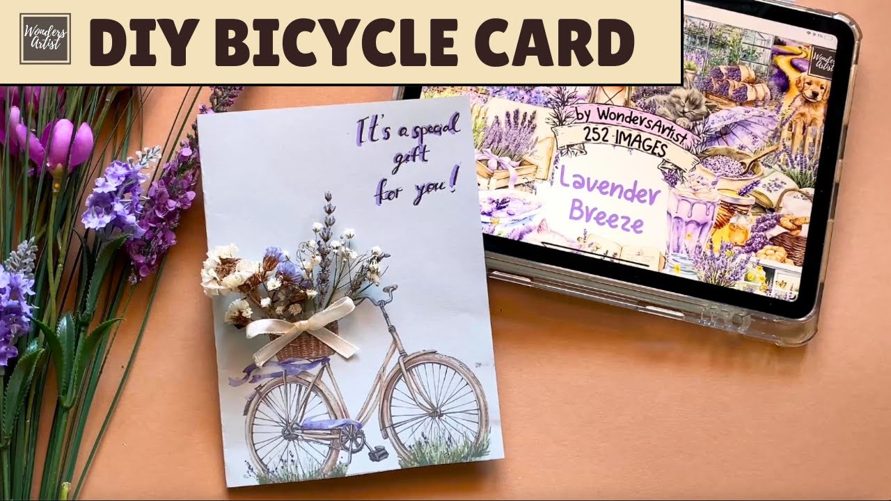 DIY Bicycle Flower Card with Real Dried Florals 🪻🚲
