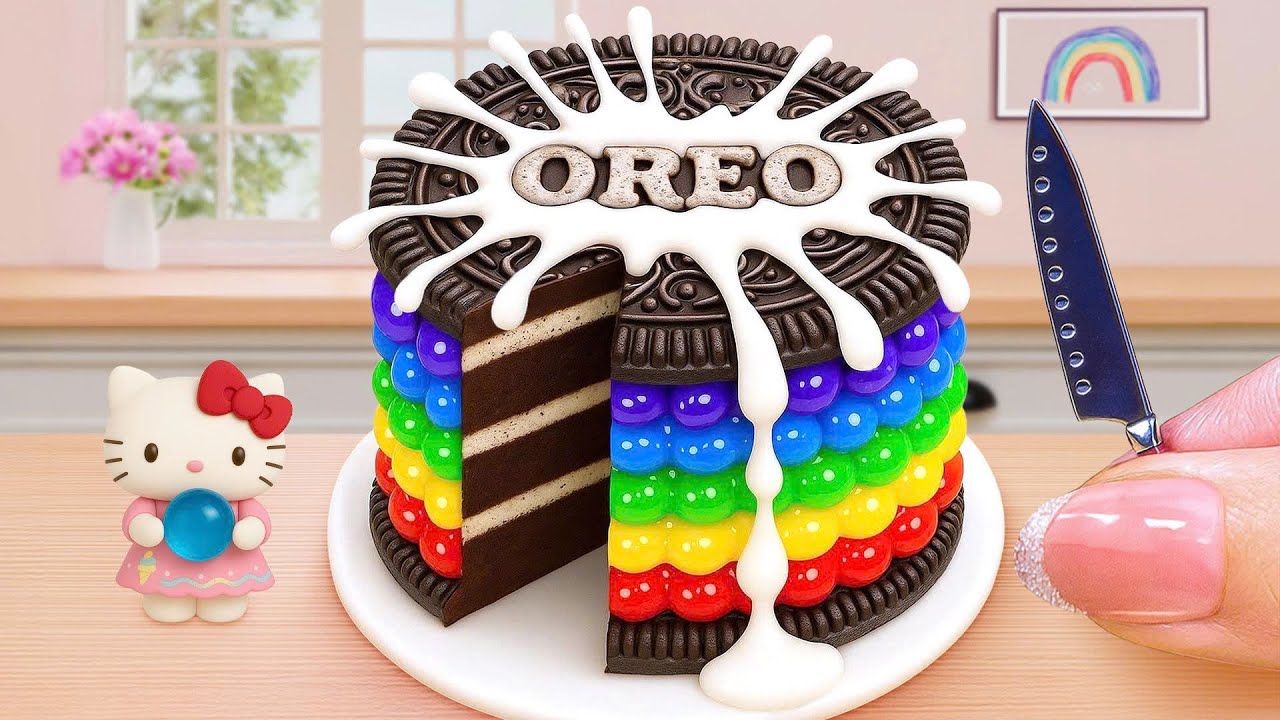 Best of OREO Cream Cake Recipe 🌈 Miniature Oreo Rainbow Cake Decorating Ideas
