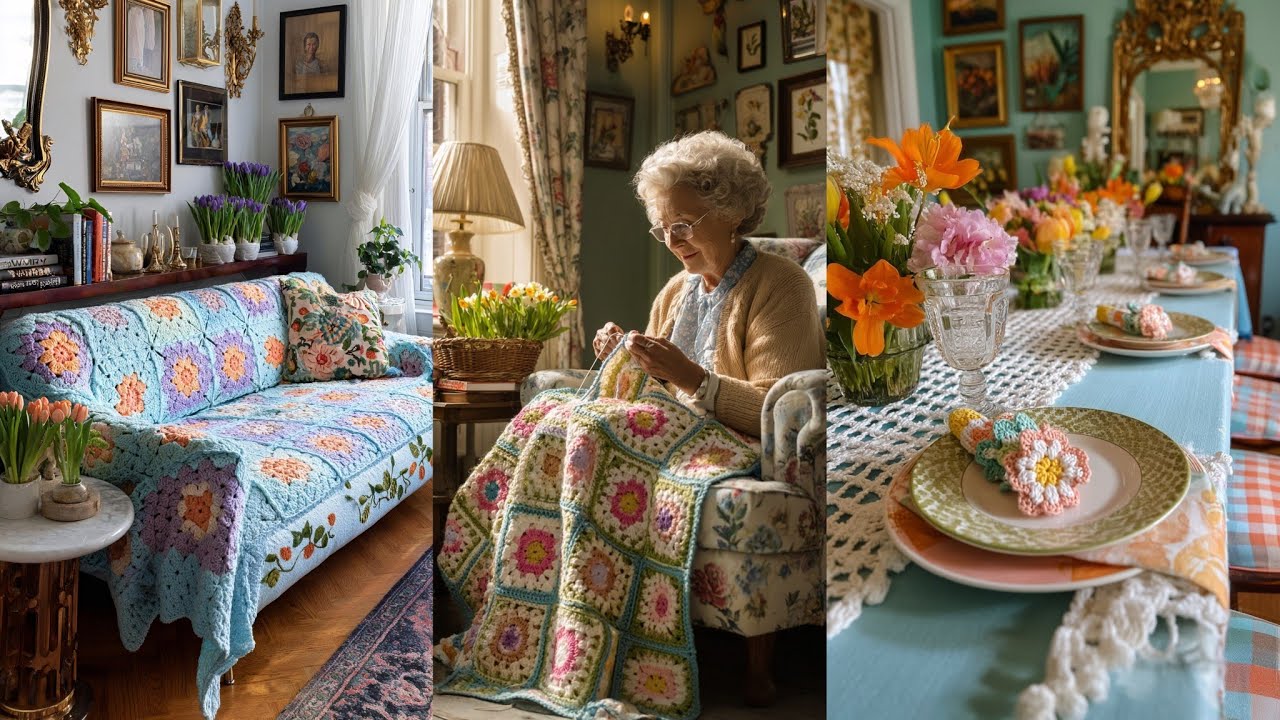 🌷 A COZY LOOK INSIDE Grandma&rsquo;s Crochet Cottage (Spring Edition) Room-by-Room Vintage Home Decor Tour