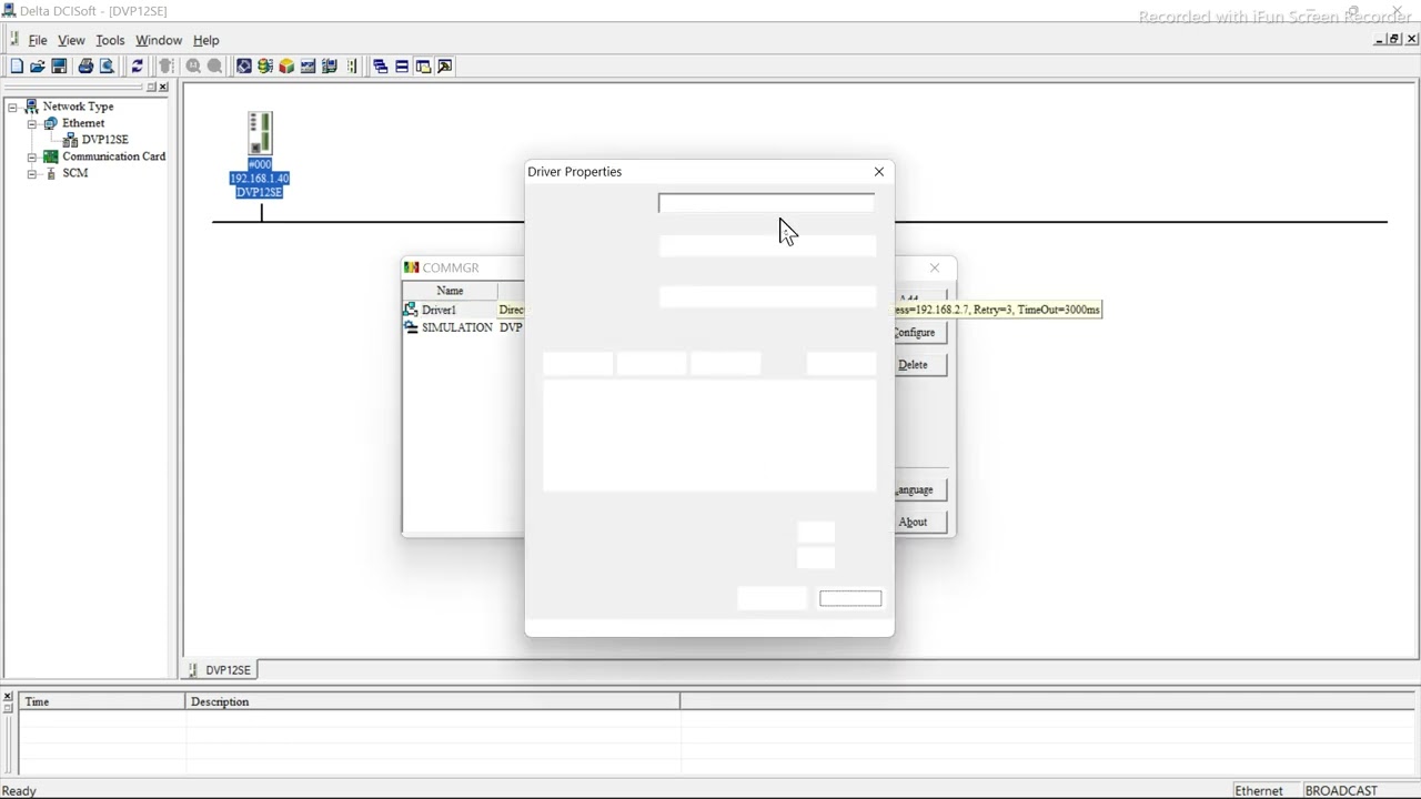 Change IP address of delta plc