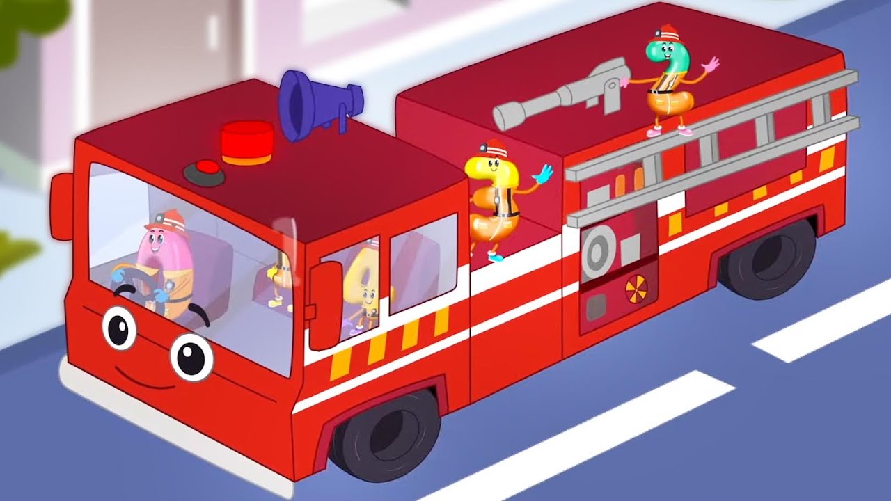 Wheels On The Firetruck Go Round Round + More Vehicle Rhymes for Kids by Mr Number