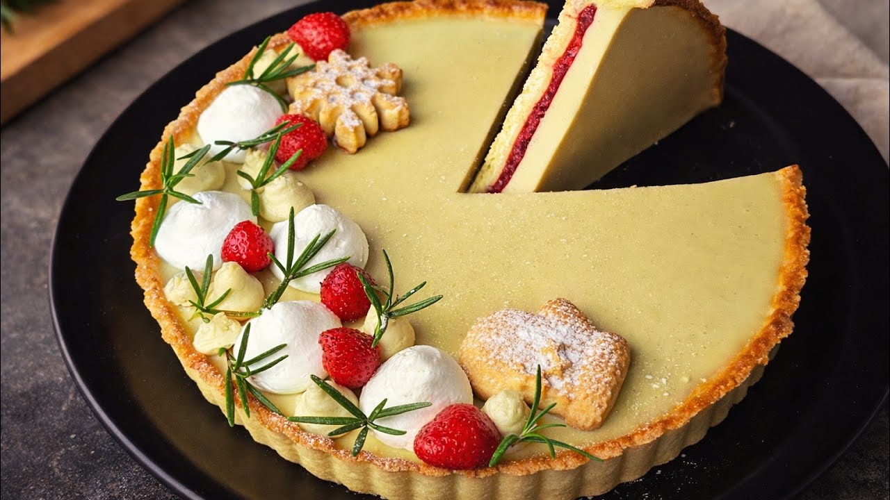 This Strawberry Pistachio Mousse Tart Is Pure Christmas Magic