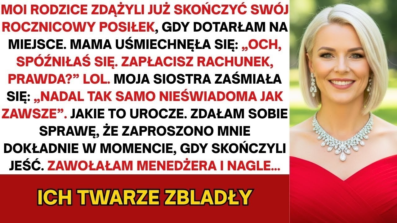 Moi rodzice rozkoszowali się swoją luksusową kolacją… i oczekiwali, że to ja mam im zapłacić dziś