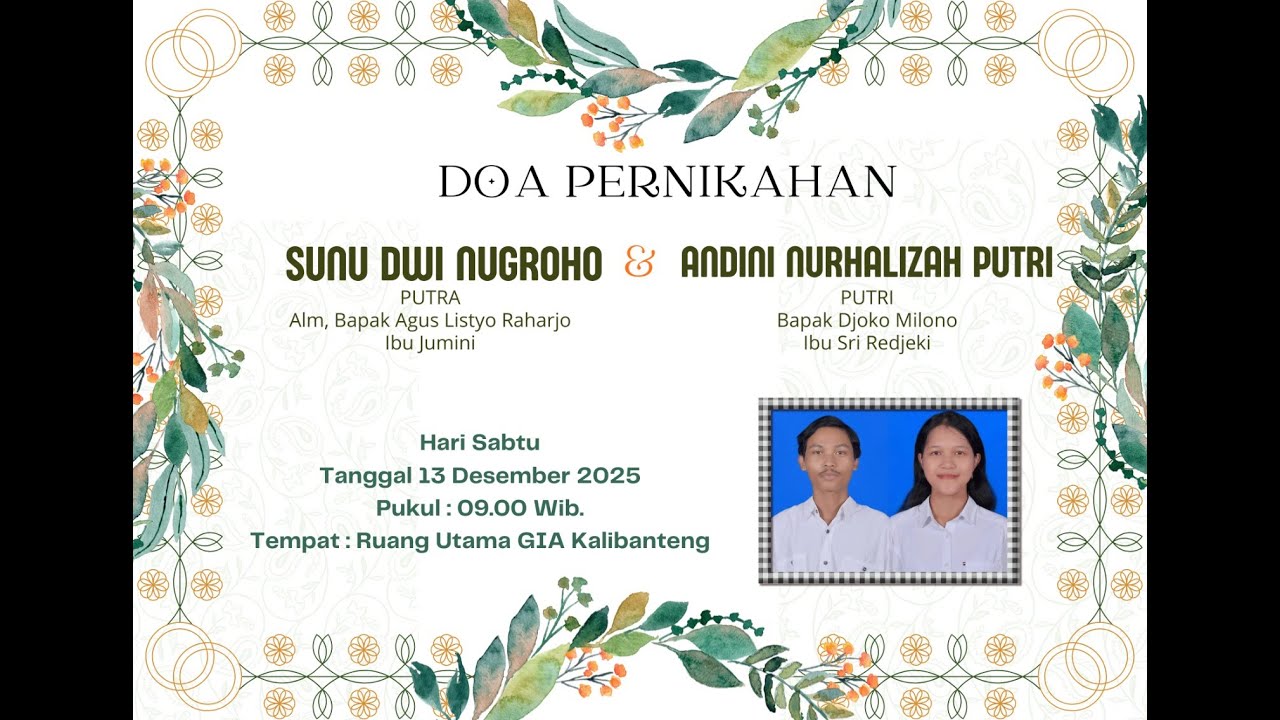 IBADAH DOA PERNIKAHAN SUNU & ANDINI