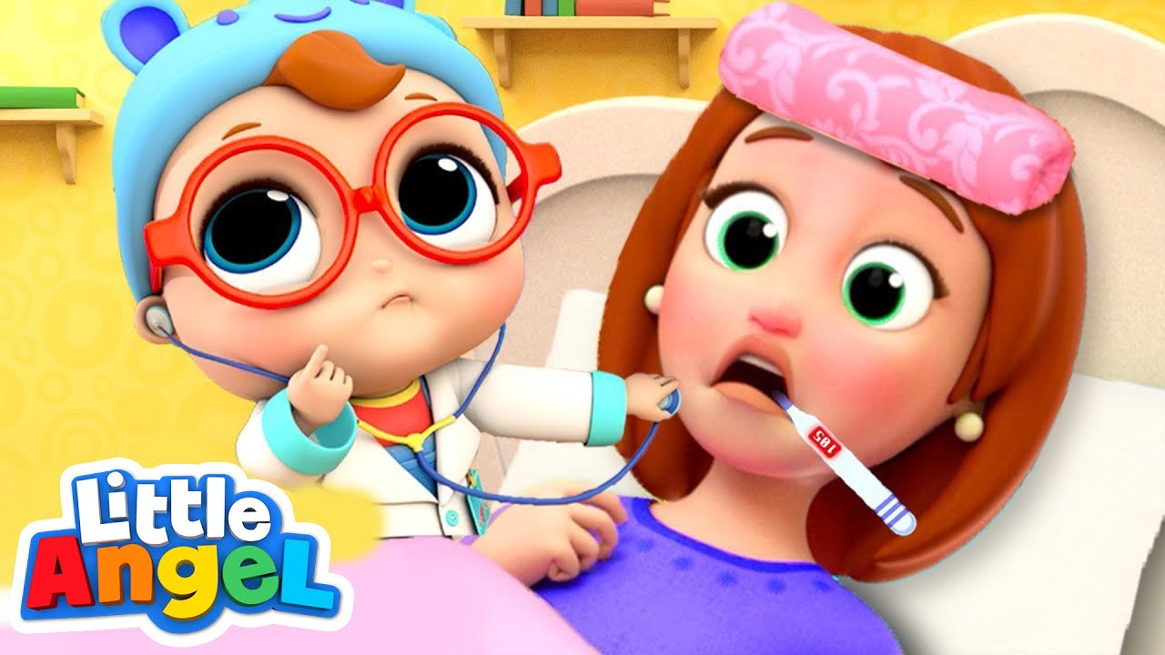 Sick Song (Mom Gets Sick) - Little Angel | Kids Cartoons & Nursery Rhymes | Moonbug Kids
