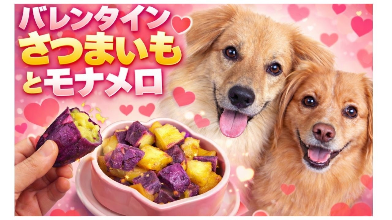 【モナメロ動画】バレンタインいも#犬#さつまいも#かわいい#食事